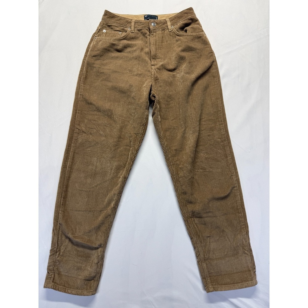 ASOS DESIGN Baggy Pants Womens Petite 28/29 Brown Corduroy High Rise Tapered Leg